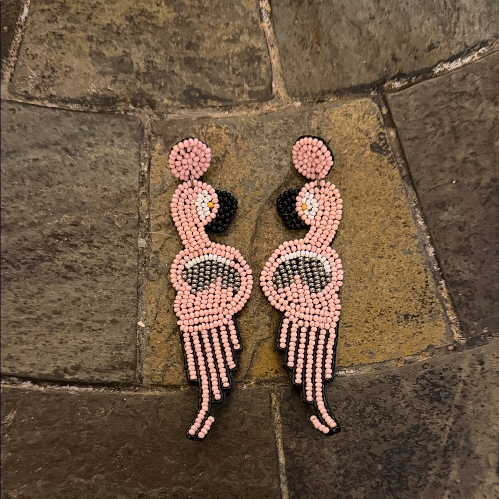 Elegant Pink and Black Beaded Earrings